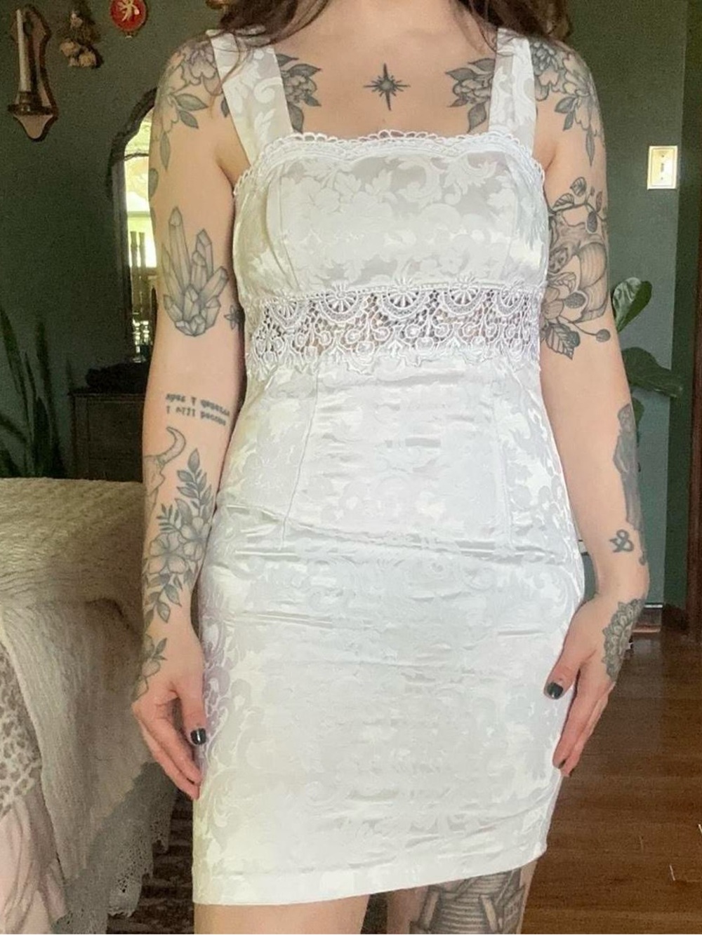 Jessica McClintock White Lace Bodice Dress
